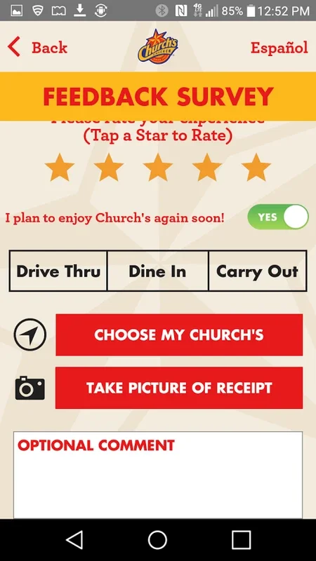 Church's for Android: Convenient Texas - Style Chicken Ordering