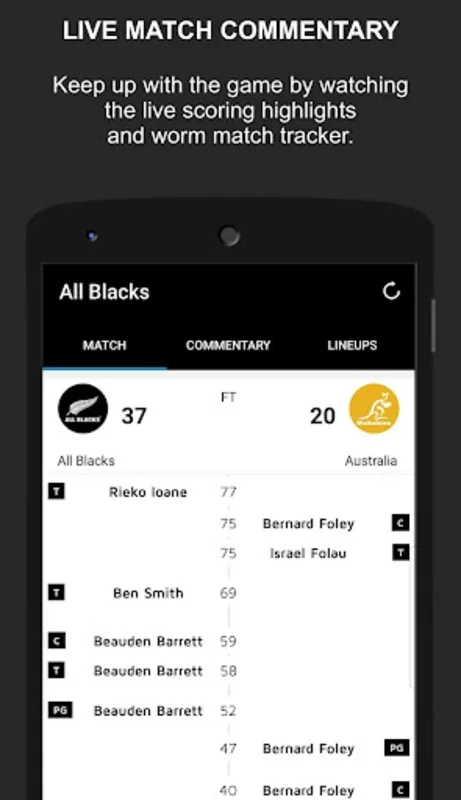 All Blacks for Android - Immersive Rugby Experience