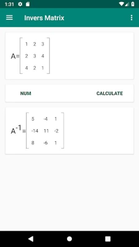 Invers Matrix for Android - No Downloading Required