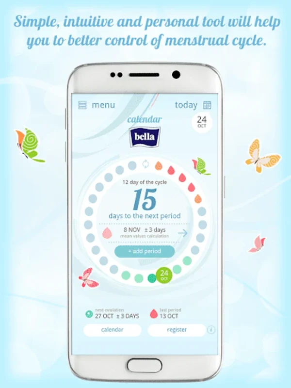 Bella Period Calendar for Android - Track Menstrual Cycle