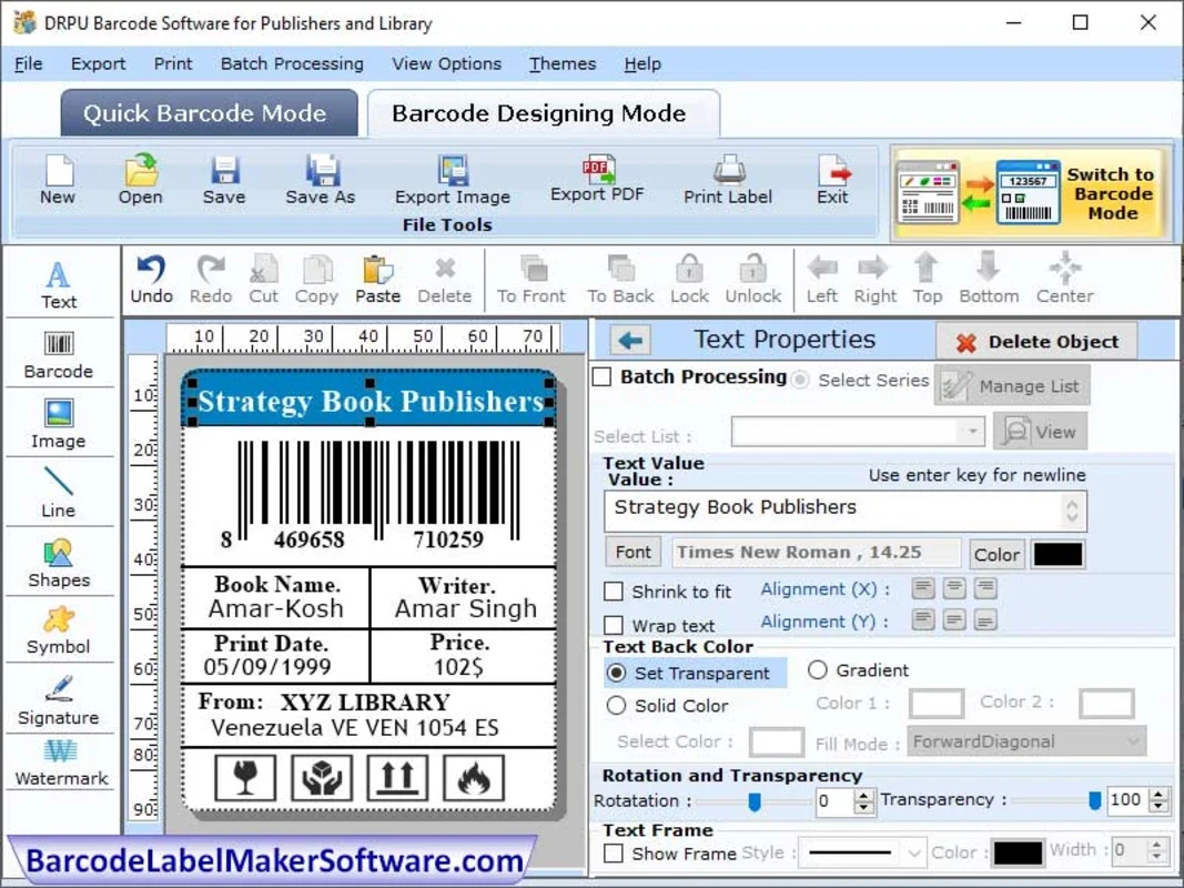 Barcode Software for Publishers Industry for Windows: Stylish Barcodes