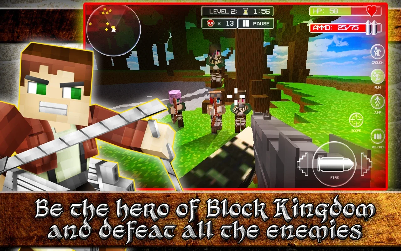 Titan Attack on Block Kingdom for Android - Epic FPS Combat