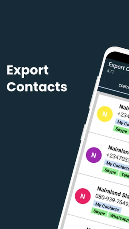 Export contacts for Android - Manage and Export with Ease