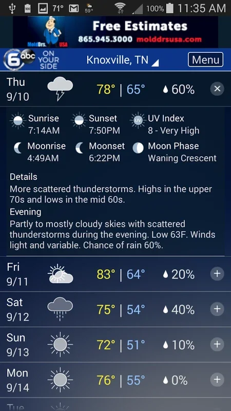 Knoxville Wx for Android: Accurate Local Weather Forecasts