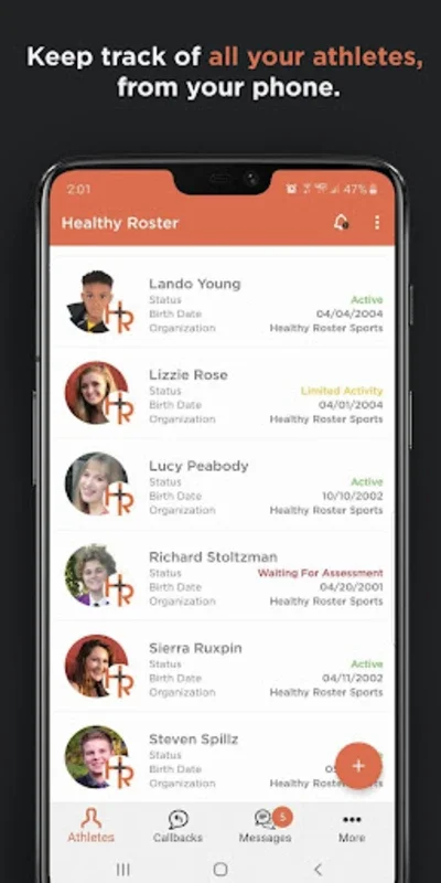 Healthy Roster for Android: Streamlining Athlete Care