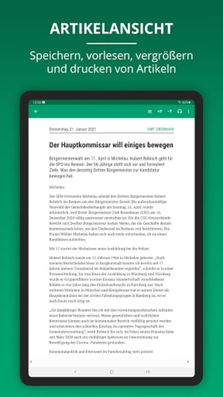 Obermain for Android: Enhanced Digital Newspaper Reading