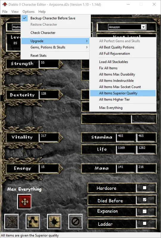 Diablo II Character Editor for Windows - Customize Your Characters