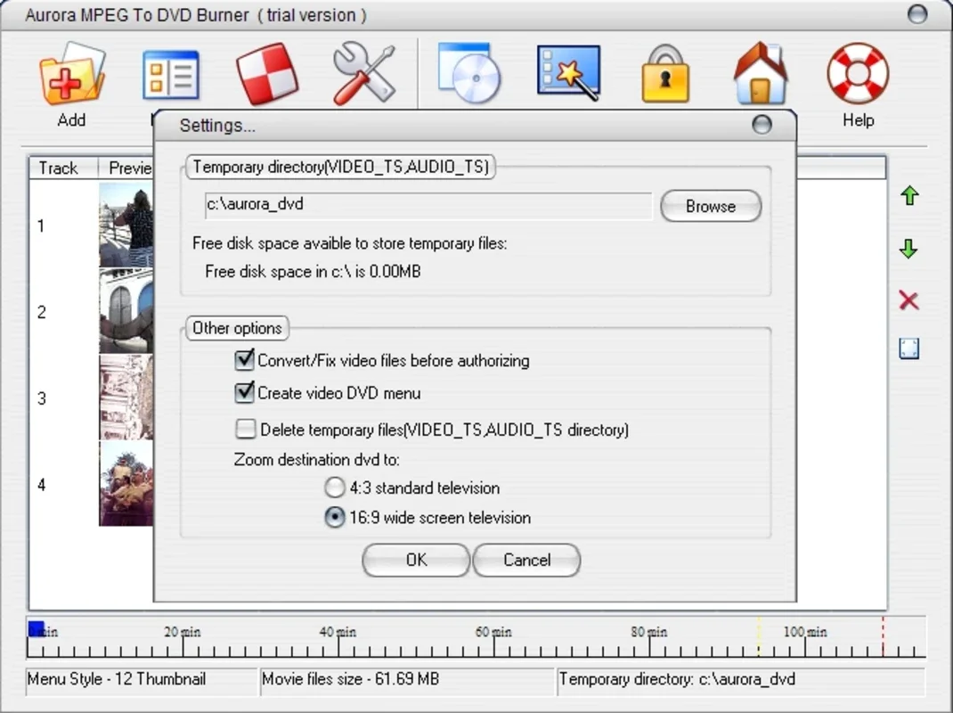 Aurora Mpeg to DVD for Windows - Efficient Conversion Tool