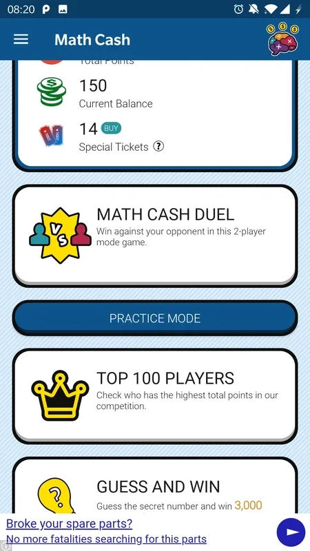Math Cash for Android - Enhance Mental Math Skills and Earn