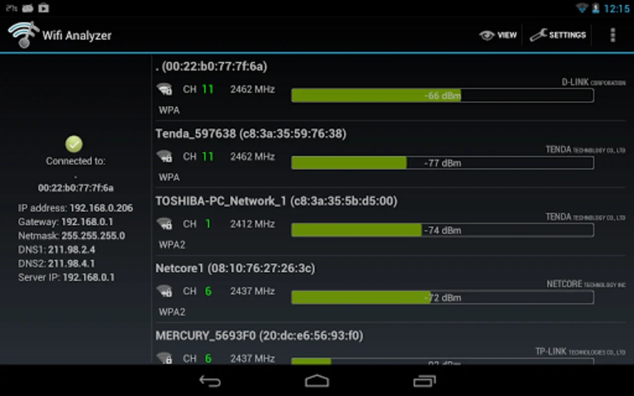 Wifi Analyzer for Android - Analyze Nearby Networks