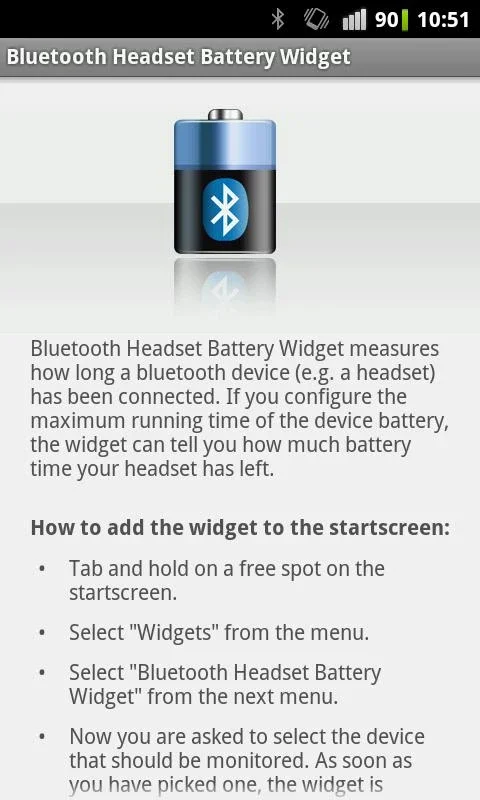 Bluetooth Headset Battery Widget for Android: Monitor Battery Easily