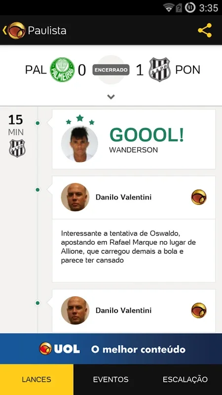 Placar UOL for Android - Comprehensive Football Updates