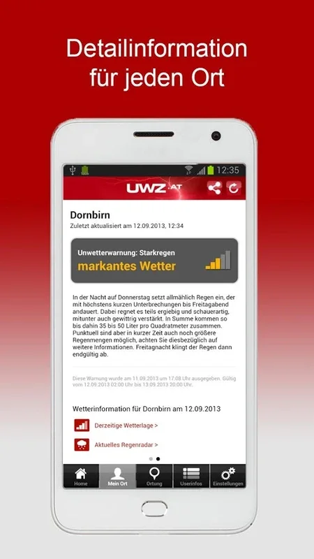 uwz.at for Android: Detailed Austrian Weather Info