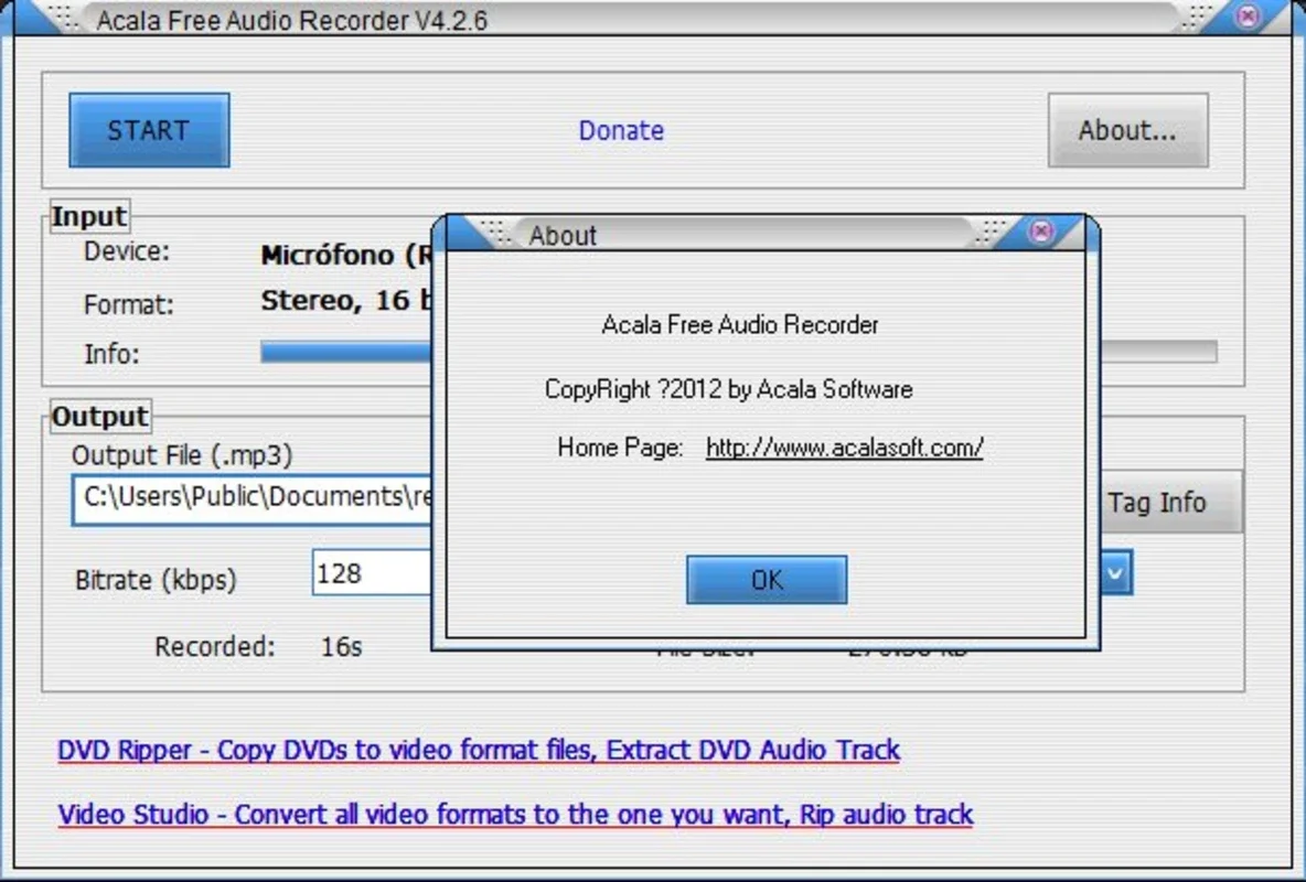 Acala Free Audio Recorder for Windows: Record External Audio Easily