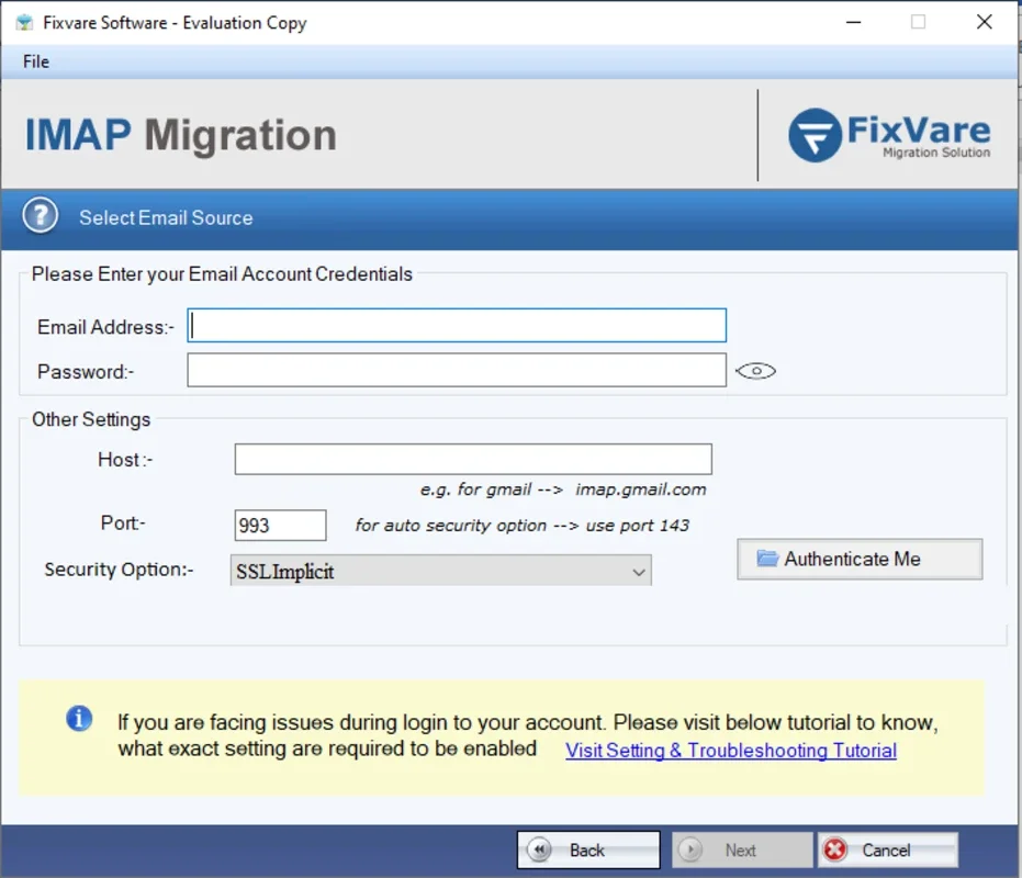 FixVare IMAP to IMAP Migration Tool for Windows - Easily Migrate Emails