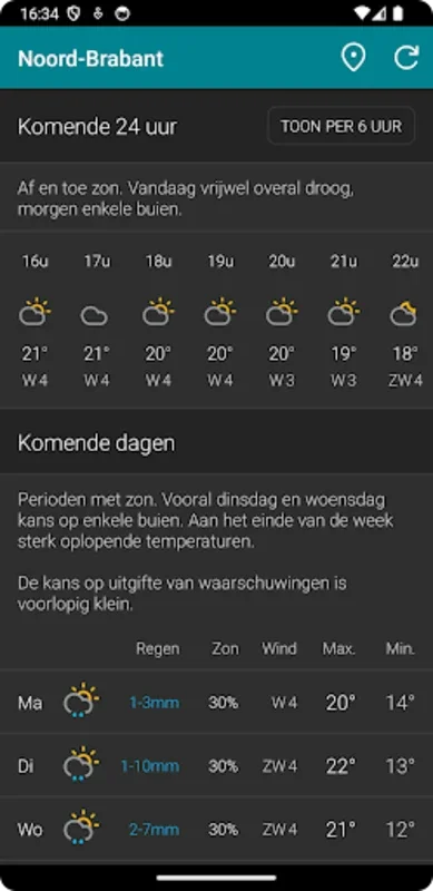 Weer NL for Android - Accurate Dutch Weather Forecasts