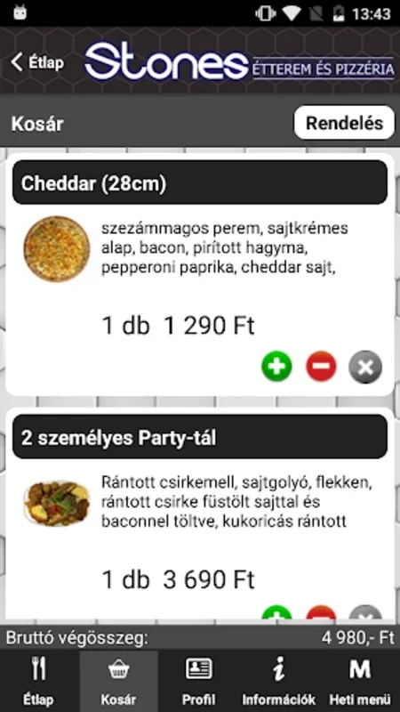 Stones Étterem és Pizzéria for Android - Convenient Online Food Ordering