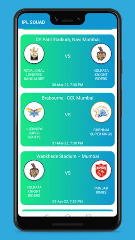 IPL 2022 Squad Schedule & Live for Android - Unbeatable Cricket Info