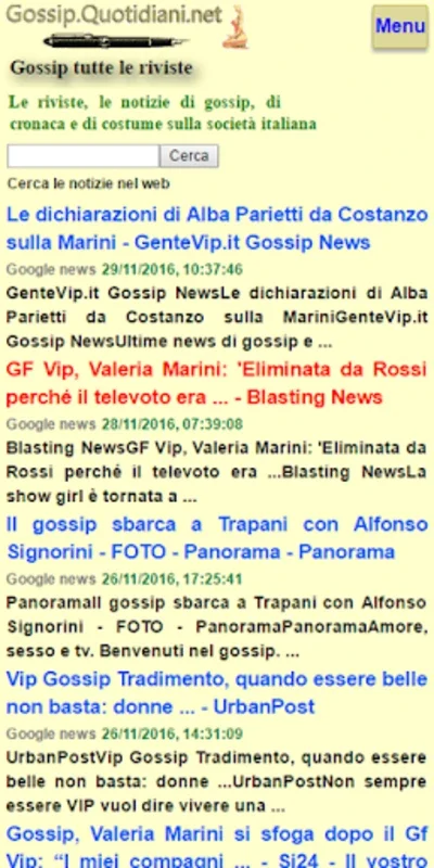 Gossip Quotidiani for Android: Aggregating Italian Celebrity News