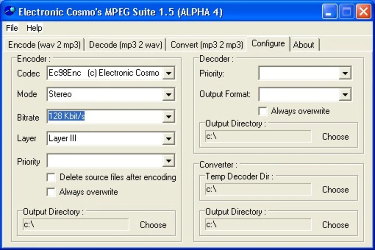 Electronic Cosmos Mpeg Suite for Windows - Efficient MP3 Conversion