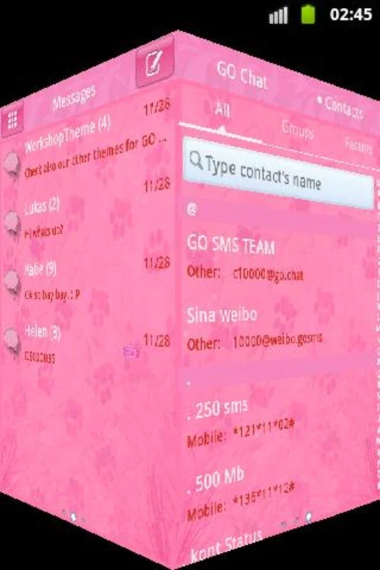 Pink 2 GO SMS PRO Theme for Android - Enhance Messaging