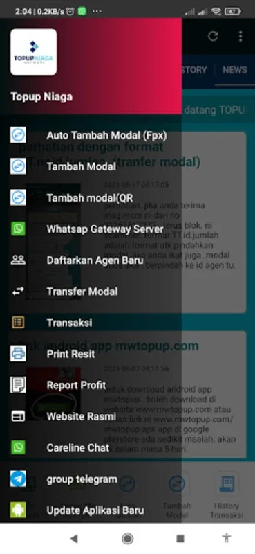 Topup Niaga for Android - Simplify Financial Transactions