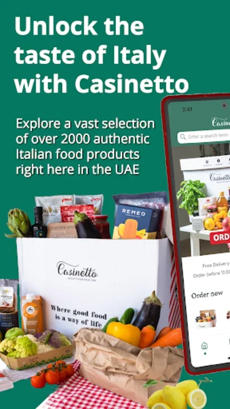 Casinetto for Android - UAE's Premier Italian Food Delivery App