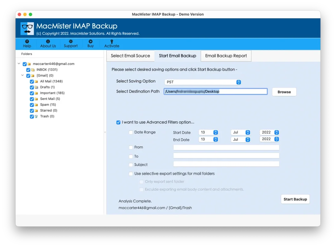 MacMister IMAP Backup for Mac - Secure IMAP Mailbox Backup