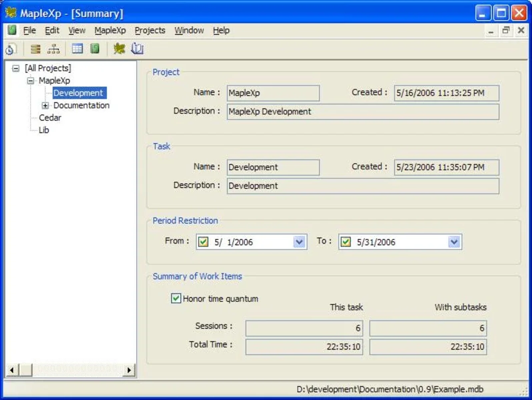 MapleXP for Windows - Manage Project Time Easily