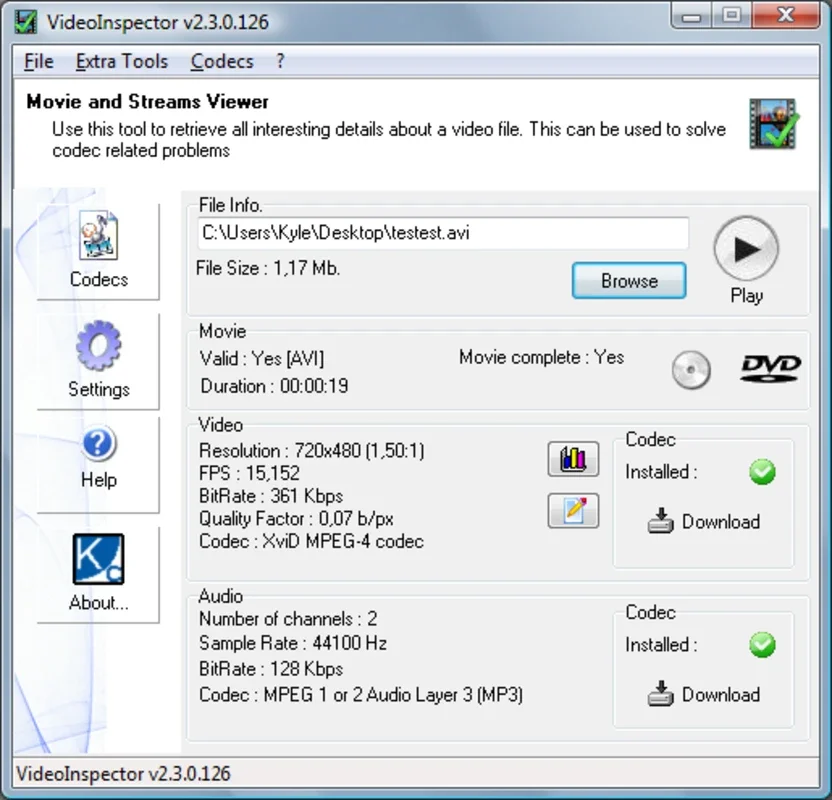 VideoInspector for Windows - Analyze and Manage Video Codecs