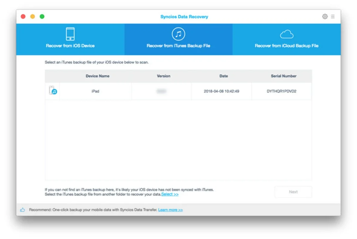 Syncios Data Recovery for Mac: Recover Your Lost Data