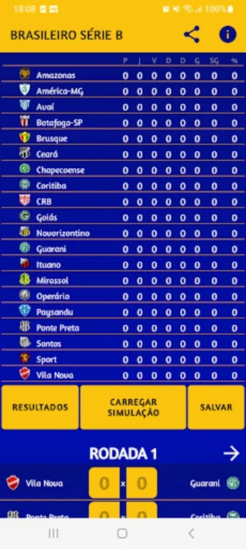 simule a Série B for Android - Predict Brazil Football League Outcomes