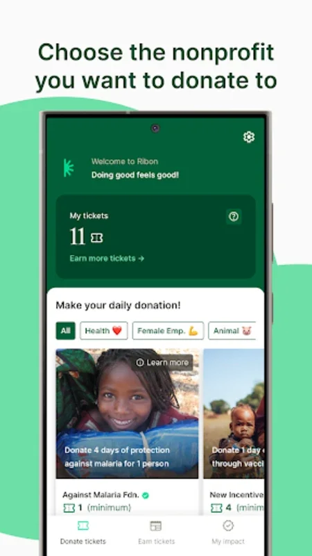 Ribon for Android - Facilitate Charitable Giving