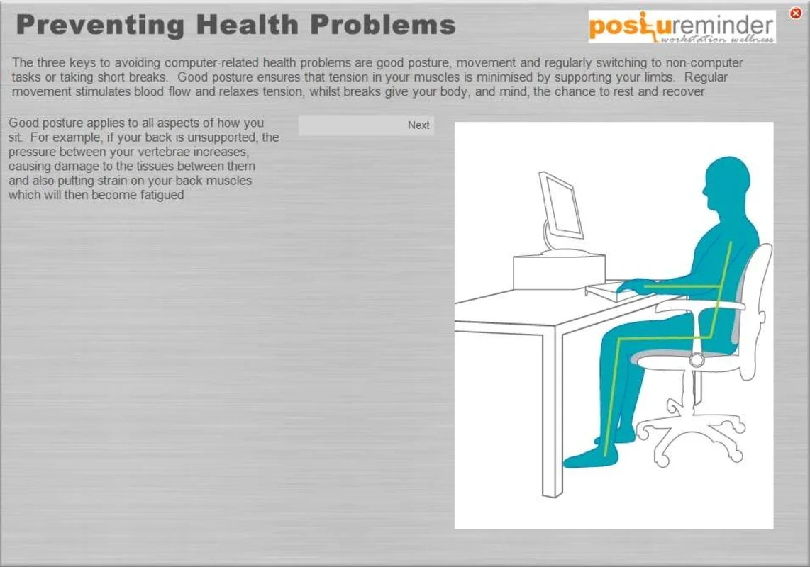 PostureMinder for Windows - Promotes Correct Posture