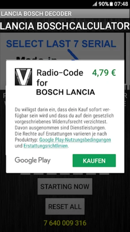 Bosch Lancia Radio Code Decode for Android: Retrieve Radio Codes