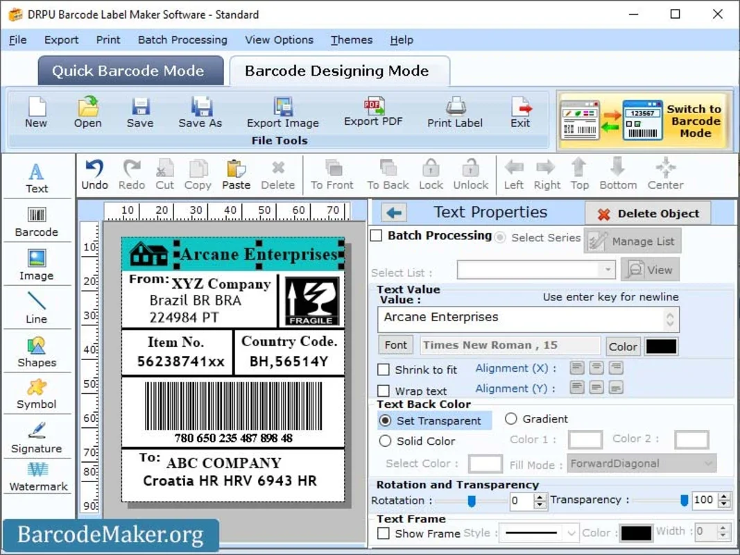 Barcode Labels by Barcode Maker for Windows - Create Attractive Labels