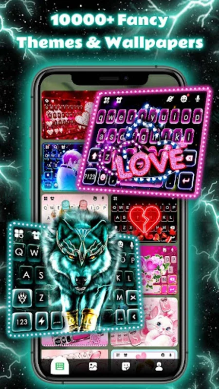 Thunder Neon Wolf Theme for Android - Enhance Typing