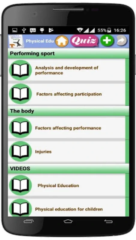 Physical Education Course on Android: A Wealth of Learning Resources