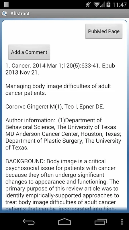 PubMed Mobile for Android: Access Biomedical Citations