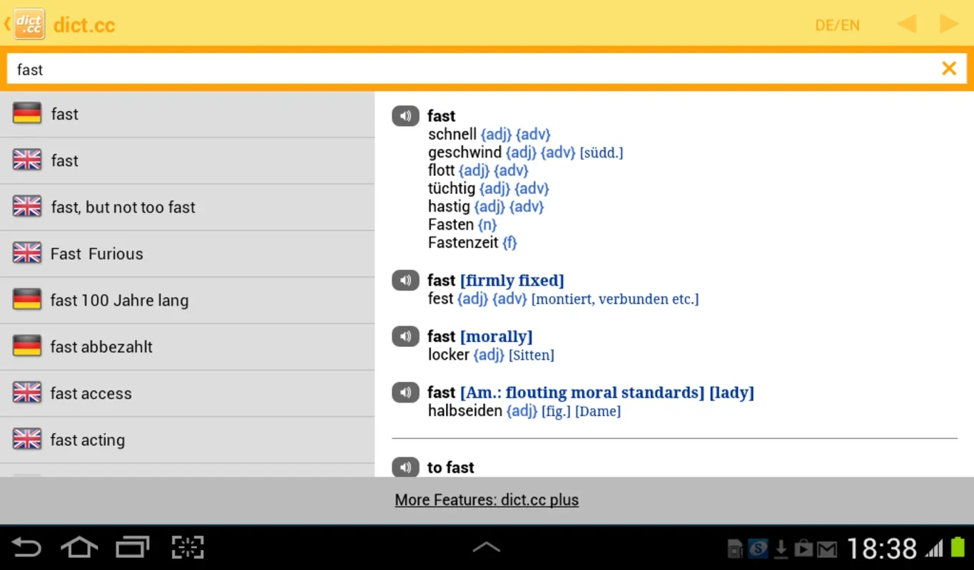 dict.cc for Android - Powerful Multilingual Dictionary