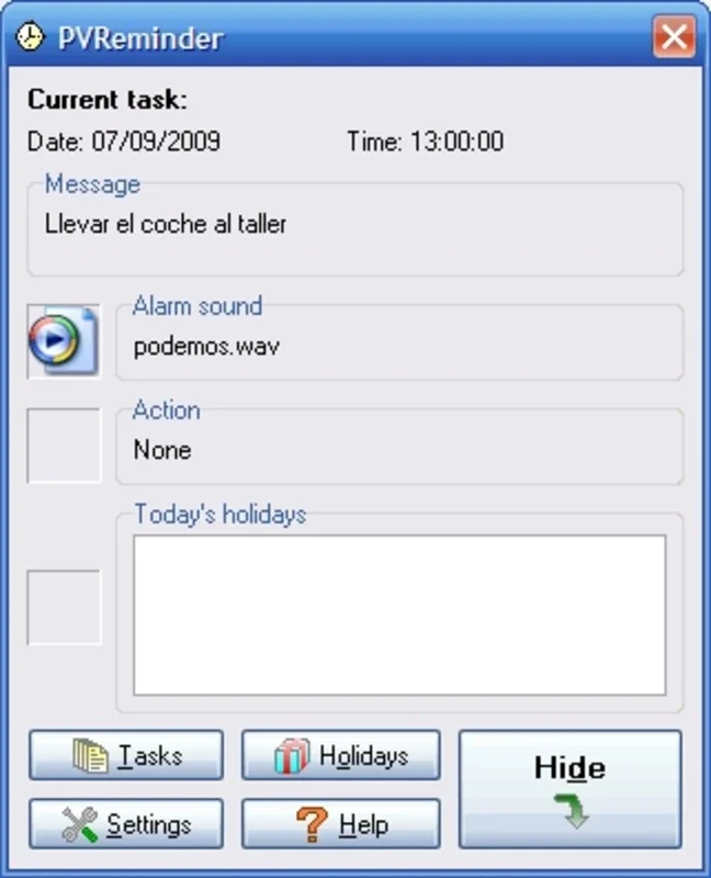 PVReminder for Windows - Simple Alarm Management