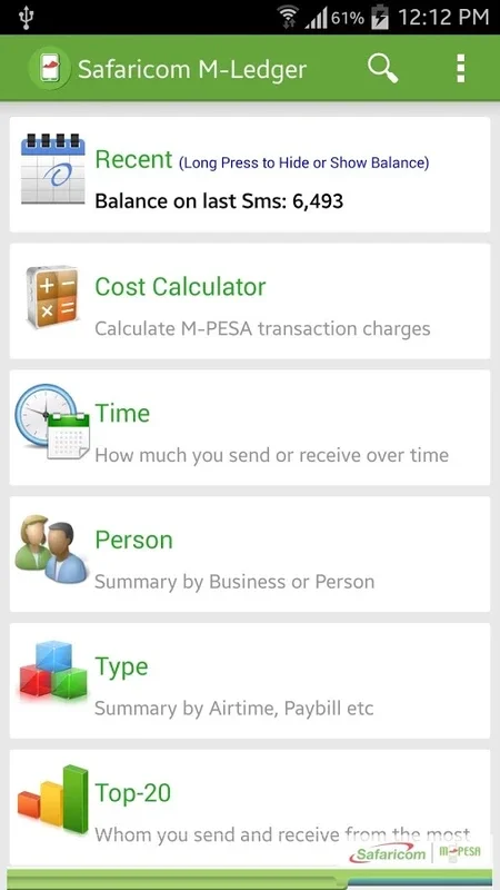 Safaricom M-Ledger for Android: Manage Personal Finances