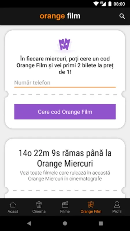 Orange Film for Android: Find Romanian Cinema Showtimes