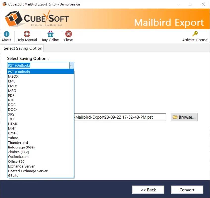 CubexSoft Mailbird Converter for Windows: Export Files Easily