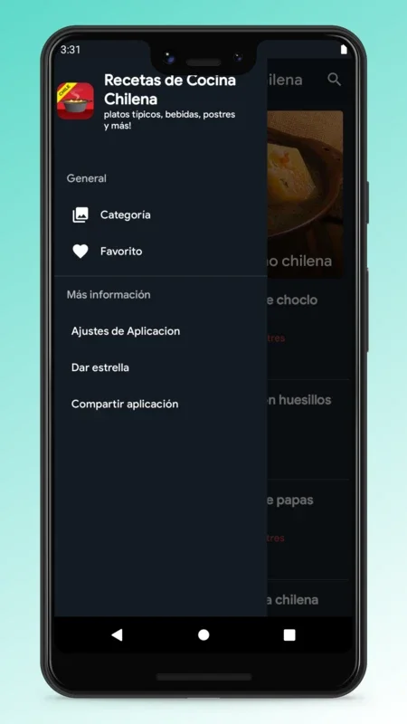 Chilean Recipes - Food App for Android: Diverse Culinary Delights