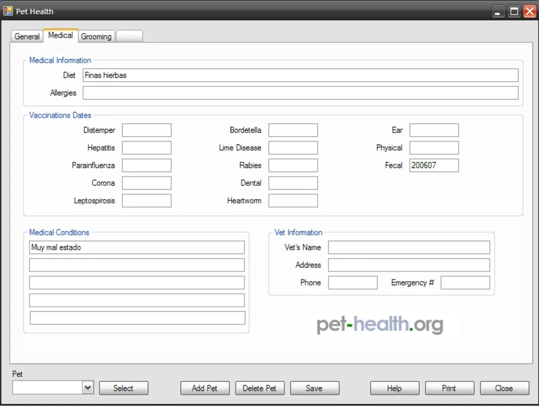 Pet Health for Windows: Monitor Your Pet's Well-being