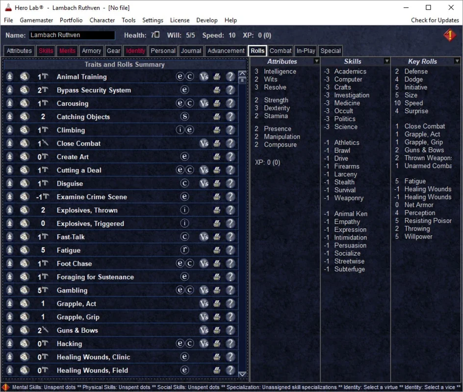 Hero Lab for Windows: Create RPG Character Sheets