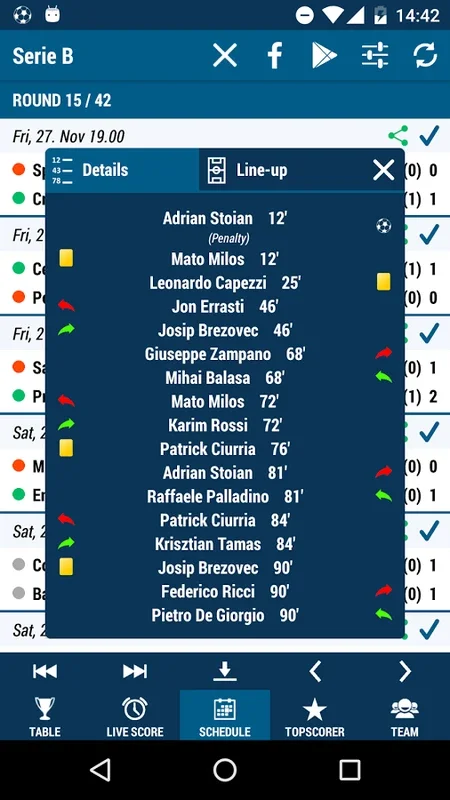Serie B for Android - Get Real-Time Football Updates
