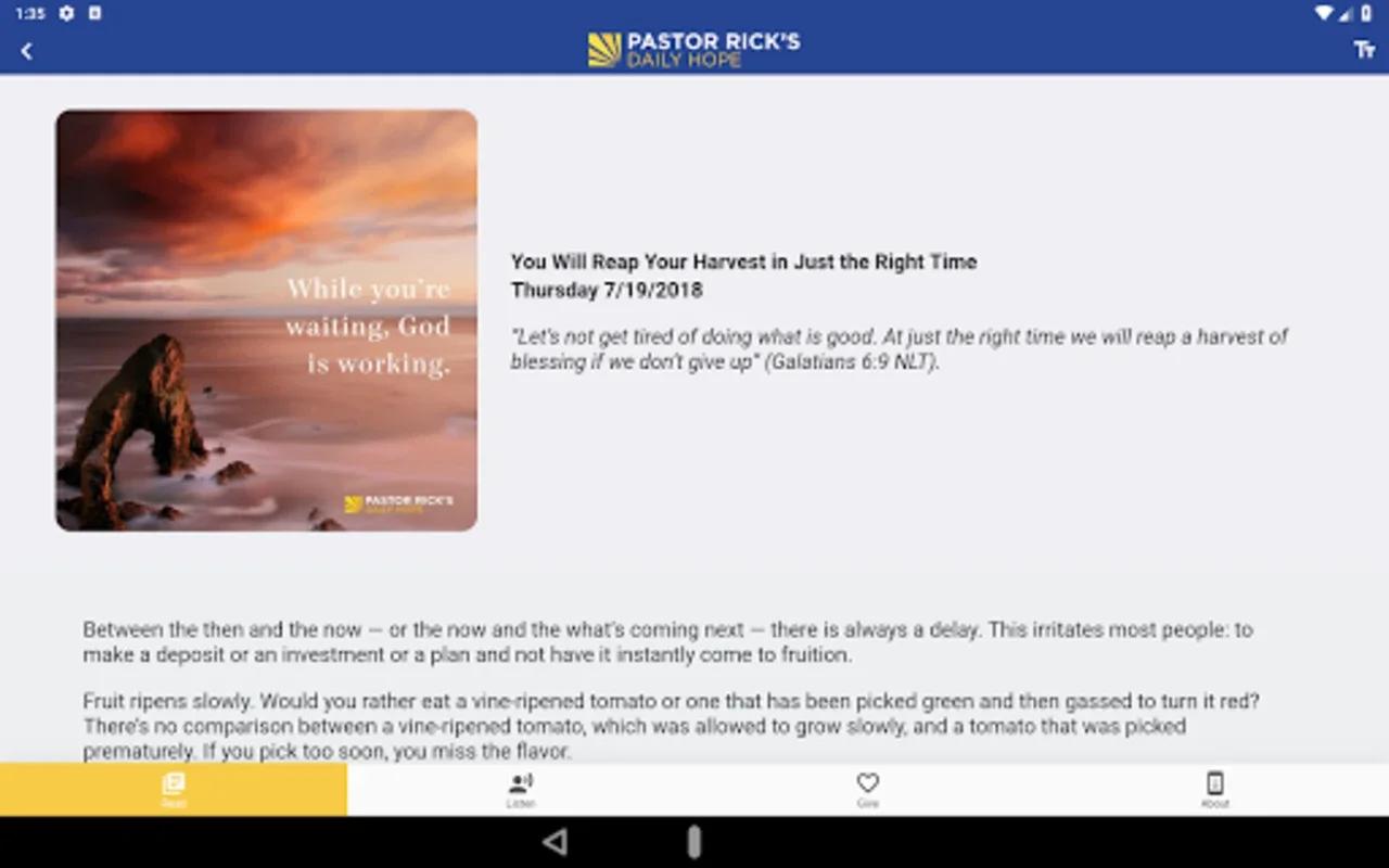 Daily Hope - Pastor Rick Warre for Android: Enrich Your Spirit