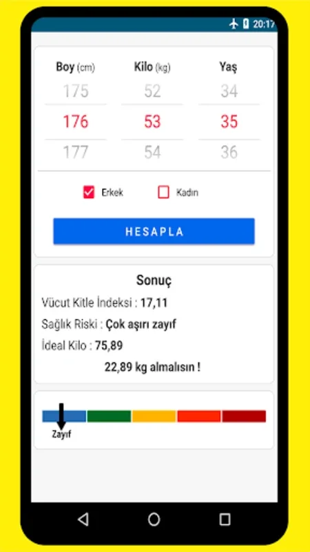 İdeal Kilo Hesaplama for Android - Calculate BMI Easily